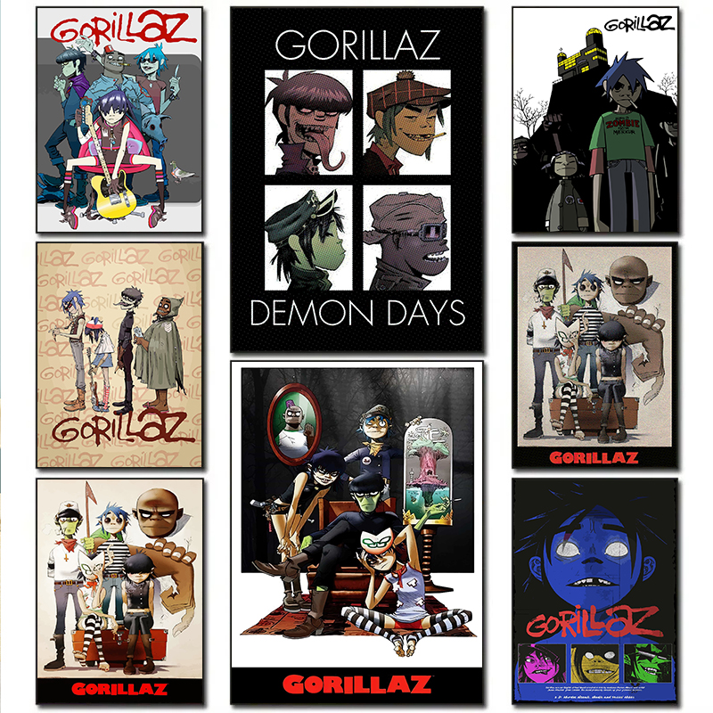 Musical Instrument Painting - Virtual Characters Rock Band Gorillaz Music