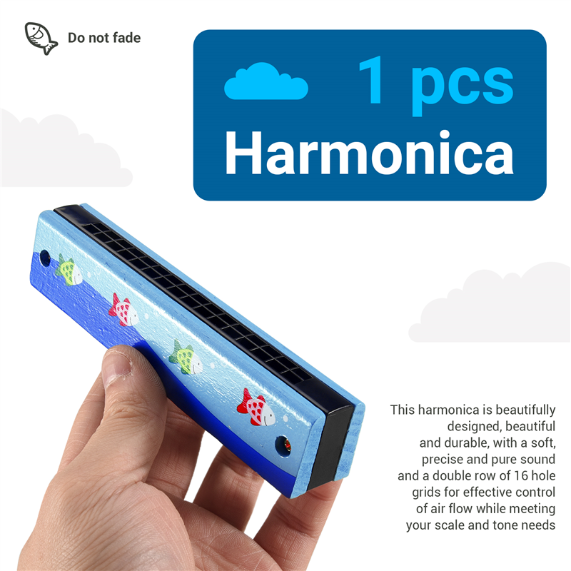 Wooden Harmonica For Children  – Musical Instrument Blow recenzja i cena