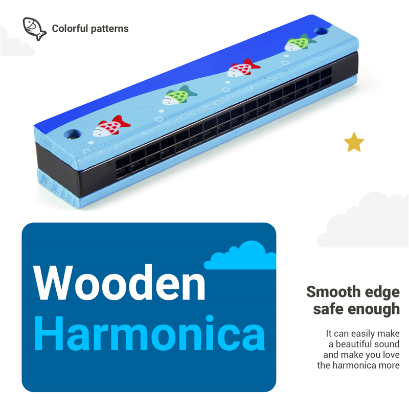 Wooden Harmonica For Children  – Musical Instrument Blow recenzja i cena