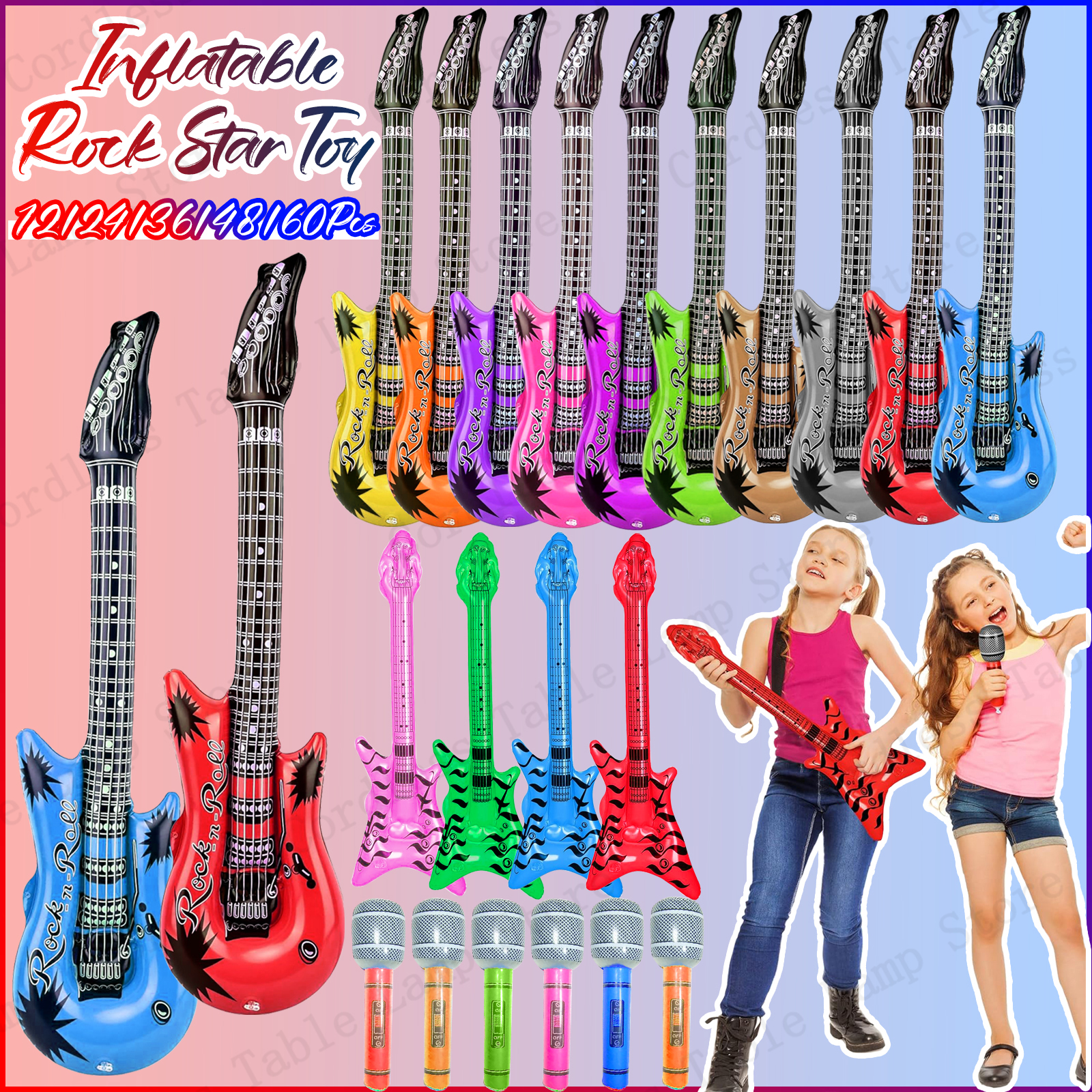12-60Pcs Inflatable Rock Star  – Musical Instrument Blow recenzja i cena