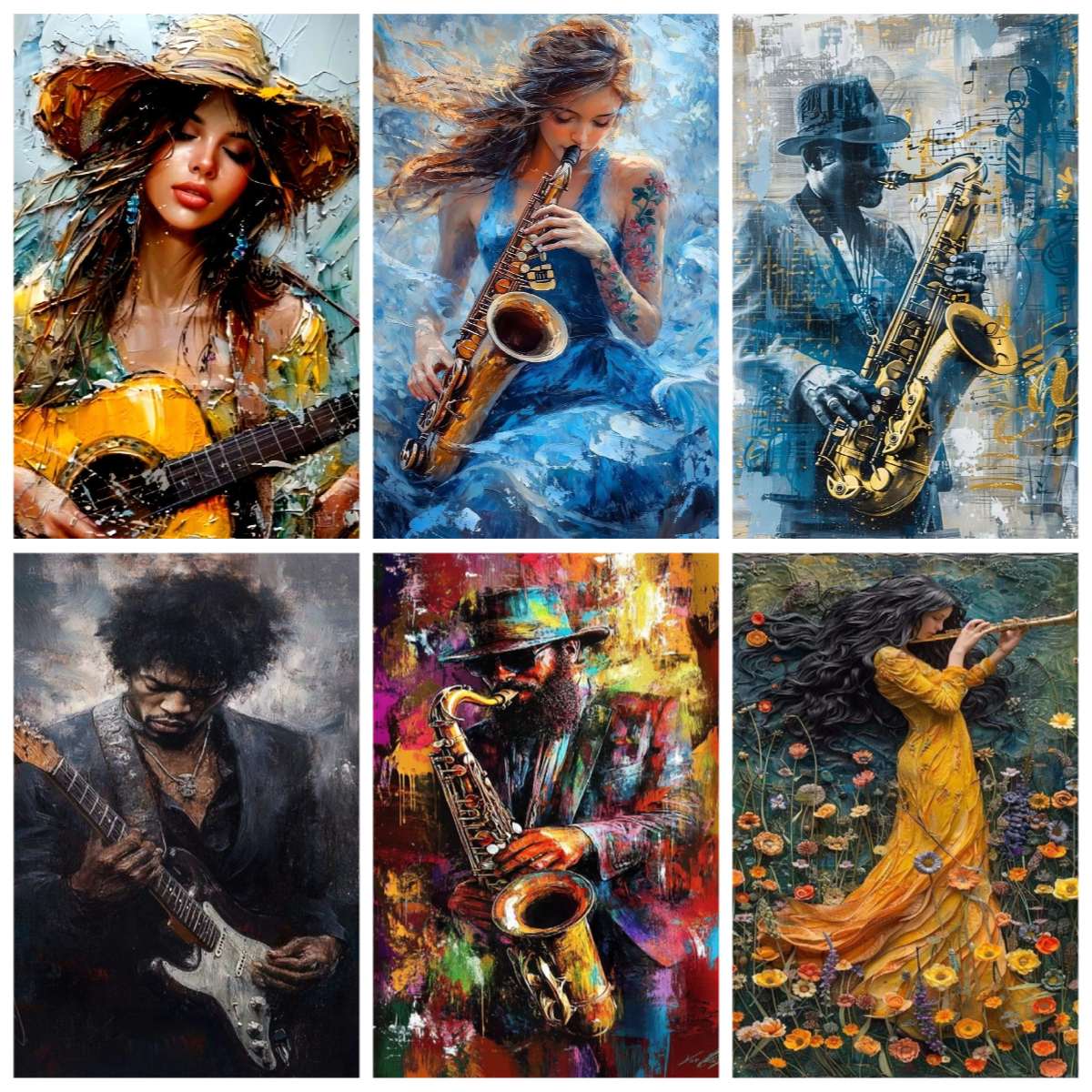 Saxophone Piano Acrylic Digita – Musical Instrument Painting recenzja i cena